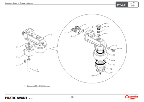 Astoria Pratic Avant Group Head Exploded View