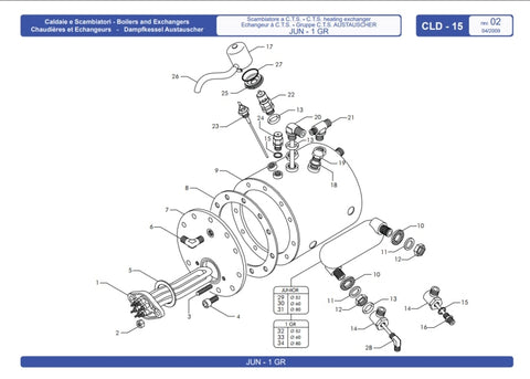 Astoria Gloria JUN 1 Group Boiler Exploded View