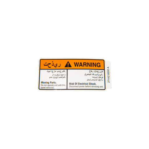 Bunn 27442.8500 Decal Warning-Moving Parts Ara/Eng