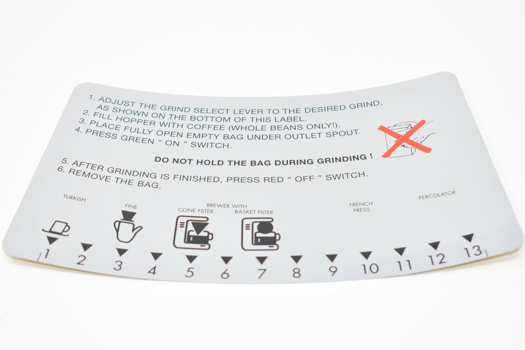 Mahlkonig 704578 VTA 6 S Operating Instruction Label | Kaldi.com