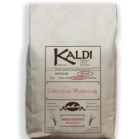 Decaf Italian Roast Carolina Morning Blend Espresso Grind