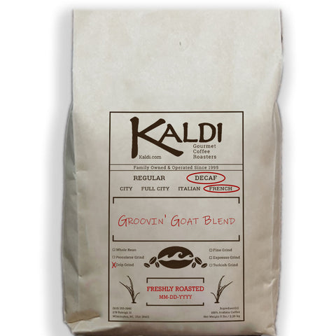 Decaf French Roast Kaldi's Groovin' Goat Blend Drip Grind