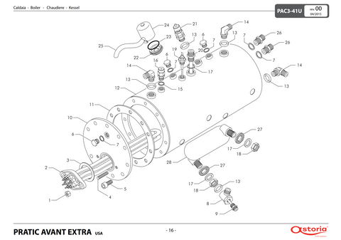 Astoria Pratic Avant Extra 2 Group Boiler Exploded View