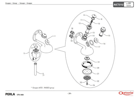 Astoria Perla Group Head Exploded View