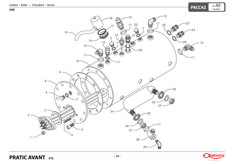 Astoria Pratic Avant 2 Group Boiler Exploded View